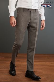 Taupe Brown Slim Signature Empire Mills 100% Wool Flannel Suit: Trousers (544135) | 43 €