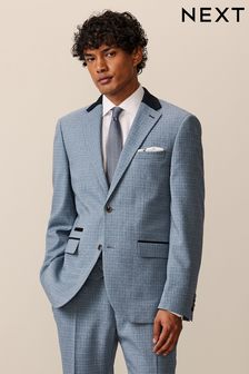 Light Blue Tailored Fit Check Suit Jacket (544183) | kr927