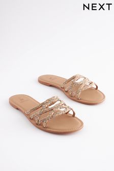 Nude Regular/Wide Fit Forever Comfort® Raffia Jewelled Mules (544402) | AED100