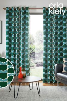 Orla Kiely Green Block Stem Eyelet Curtains (544414) | ₪ 279 - ₪ 792
