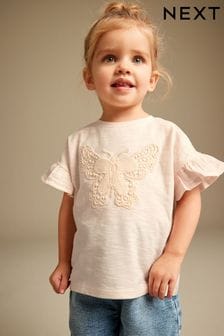 Ecru Creme - T-Shirt mit gehäkelten Schmetterlingen (3 Monate bis 7 Jahre) (544552) | 9 € - 11 €