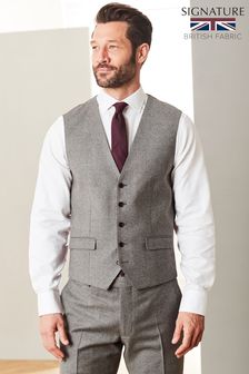 Taupe Brown Signature Empire Mills Fabric Flannel Suit: Waistcoat (544648) | kr926