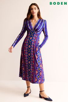 Boden Blue Jersey Midi Tea Dress (544977) | kr1,428