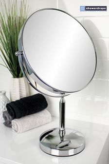 Showerdrape Chrome Vanity Mirror Round 5x Magnification Reversable Helios