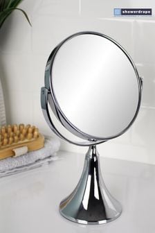 Showerdrape Chrome Vanity Mirror Round 3x Magnification Reversable Panos