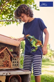 Joules Navy Cullen Short Sleeve 2-Way Sequin T-Shirt