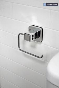 Showerdrape Chrome Suction Wall Mounted Toilet Roll Holder Pushloc