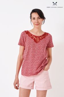 Kremowa bluzka Crew Clothing Company z dżerseju bawełnianego w kwiatowy wzór (545478) | 142 zł
