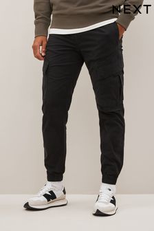 Black Slim Tapered Stretch Utility Cargo Trousers (545512) | ₪ 124