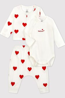 Petit Bateau White Heart Sleepsuit Gift Set (545632) | €50