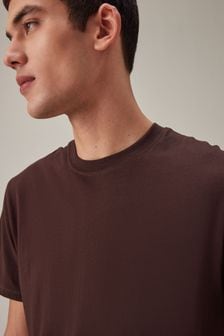 Brown Dark Chocolate Regular Fit Essential Crew Neck T-Shirt (545937) | SGD 14
