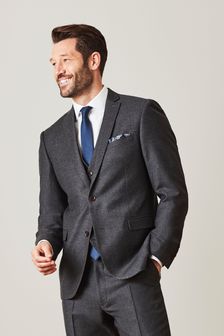 Charcoal Grey Tailored Fit Signature Empire Mills Fabric Flannel Suit (546042) | 49 €