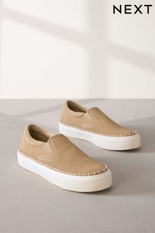 Camel Signature Leather Rand Stitch Detail Slip-Ons Trainers (546062) | €38