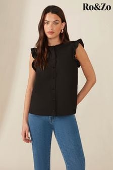 Ro&Zo Frill Shoulder Black Sleeveless Shirt (546438) | €30