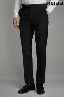 Reiss Black Hope Modern Fit Wool Blend Trousers (546496) | OMR89