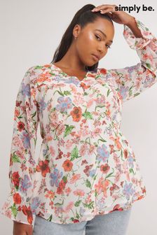 Simply Be Floral Chiffon Occasion White Top (546887) | €19