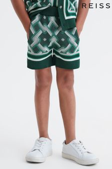 Reiss Green Multi Jack Senior Knitted Elasticated Waistband Shorts (546926) | $64