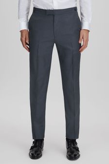 Reiss Airforce Blue Humble Slim Fit Wool Side Adjuster Trousers (547408) | OMR134