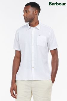 Barbour® White Nelson Linen Blend Short Sleeve Shirt (547583) | 481 QAR
