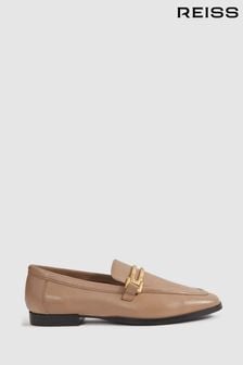 Reiss Nude Angela Leather Rounded Loafers (547797) | €229