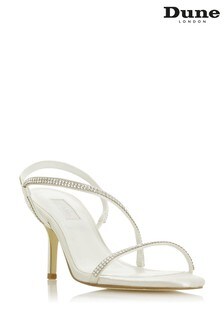 Dune London Marion White Satin Crystal Barely There Heeled Wedding Sandals (547962) | 161 €
