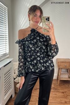 Style Cheat Fern Schulterfreie Bluse mit Blumendetails (548540) | 30 €