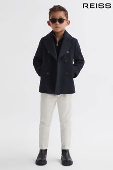 Marineblau - Reiss Bergamo Zweireihige Cabanjacke aus Wollmix (548668) | 153 €