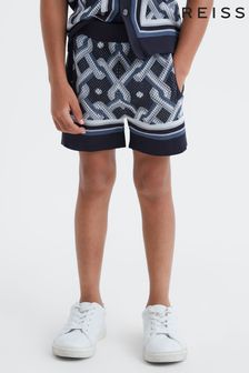 Reiss Navy Multi Jack Senior Knitted Elasticated Waistband Shorts (548745) | €61