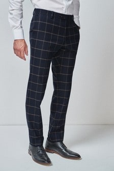 Navy Windowpane Skinny Fit Check Suit: Trousers (548768) | 7 €