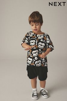 Negro/marrón - Conjunto de camiseta y pantalones cortos (3 meses a 7 años) (548789) | 14 € - 19 €