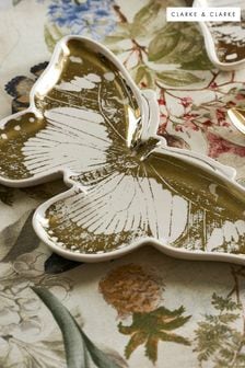 Clarke & Clarke White/Gold Butterfly Platter (548867) | €34