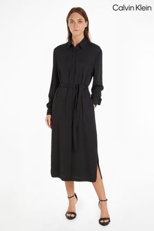 Черное платье-рубашка в стиле милитари из переработанных материалов Calvin Klein (549292) | €149