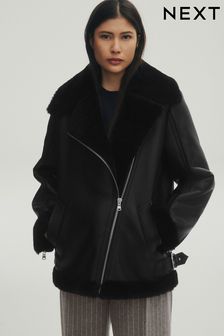 Черный - Куртка-авиатор из натуральной кожи (549503) | €726