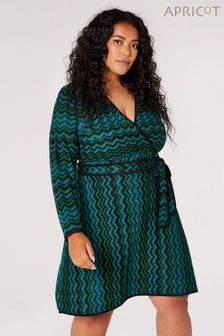 Apricot Blue Chevron Knit Faux Wrap Dress (549515) | NT$2,330