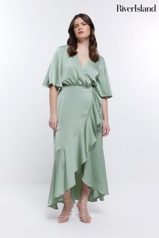 Зеленый - Розовое платье для подружки невесты с запахом River Island (549564) | €53