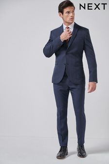 Navy Blue Slim Check Suit (549770) | $118