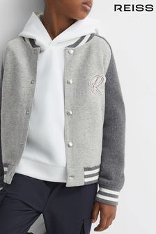 Reiss Soft Grey Belsize Junior Cotton Blend Varsity Bomber Jacket (550048) | €75