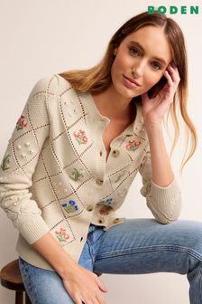 Boden Cream Cotton Embroidered Cardigan (550165) | 184 €