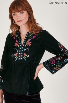 Черная бархатная блузка с зеркалом Monsoon Mave (550185) | €52