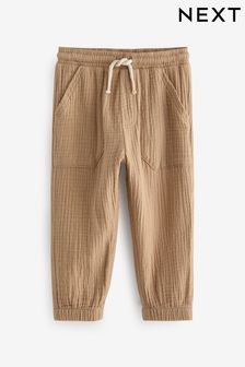 Tan Brown Soft Textured Cotton Trousers (3mths-7yrs) (550567) | €10.50 - €13