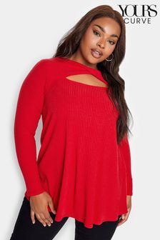 Yours Curve Red Twist Front Rib Swing Top (550621) | 119 QAR
