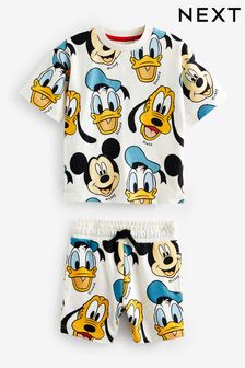 White Short Sleeve Mickey Donald T-Shirt & Shorts Set (3mths-8yrs) (550797) | 95 SAR - 119 SAR