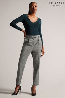 Ted Baker Grey Jommial Pleat Front Tapered Leg Check Trousers (550851) | 8,583 UAH