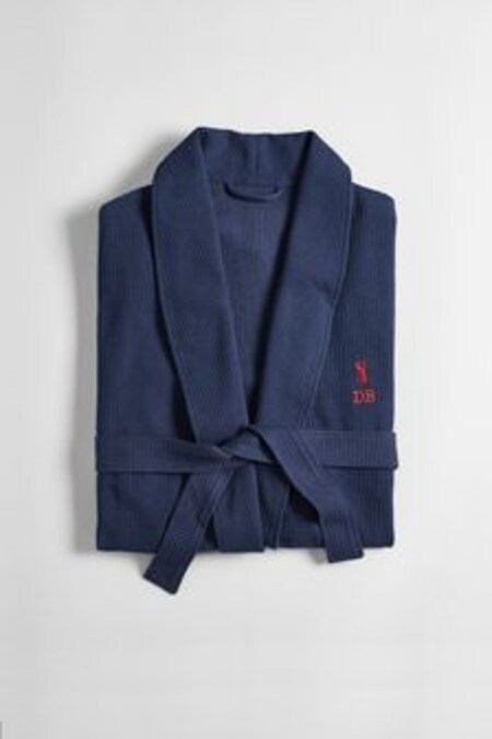 Navy Personalised Lightweight Waffle Dressing Gown (550858) | $77