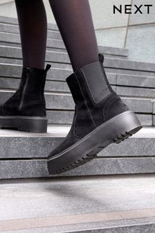 Black Chelsea Chunky Flatform Ankle Boots (551090) | €41
