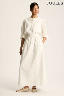Biały - Joules Cassie Broderie Maxi Dress (551237) | 565 zł