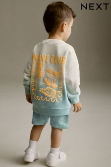 Light Blue Dip Dye Backprint Sweatshirt and Shorts Set (3mths-7yrs) (551267) | SGD 32 - SGD 39