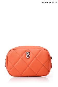 Moda in Pelle Orange Quilted Cross-Body Camera Bag With Stud Trims (551318) | €43.50