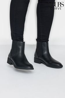 Yours Curve Black Wide Fit Extra-Wide Fit PU Elastic Chelsea Boots (551443) | 163 QAR