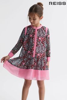 Reiss Pink Camilla Senior Floral Print Contrast Dress (551483) | 459 SAR